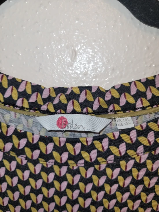 Boden Kathleen Jersey Dress Pink Yellow Black Floral Bud US 12 - Picture 5 of 7